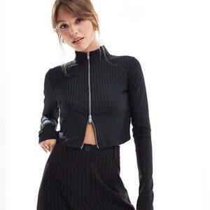 Nike Air Jordan Double Zip-Up Crop Jacket